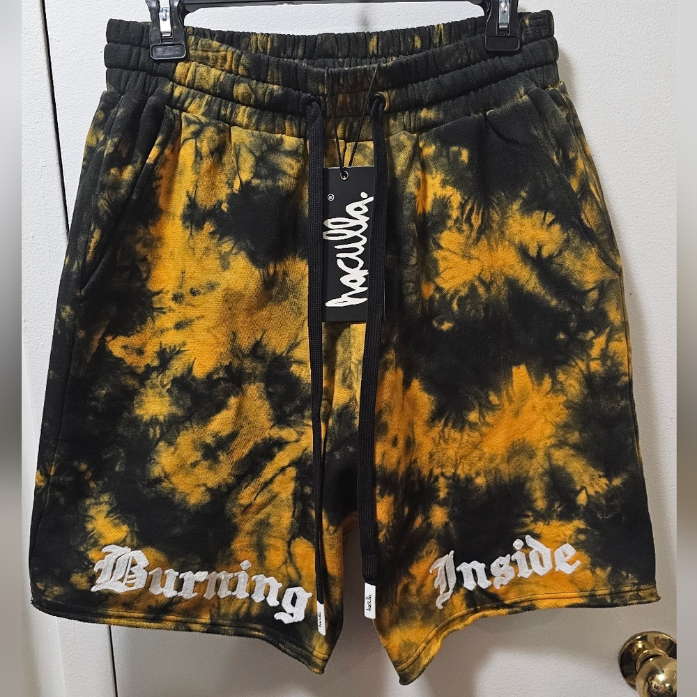 HACULLA BURNING INSIDE KNIT SHORTS ORANGE BLACK TIE DYE MEN'S MULTIPLE SIZES
